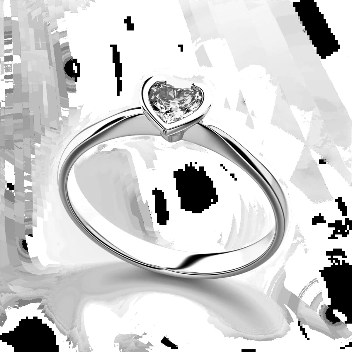 Silver Ring with diamond heart